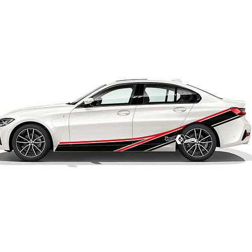 Par BMW puertas arriba rayas laterales Rally Motorsport Trim vinilo calcomanía pegatina F30 G20 2 colores
