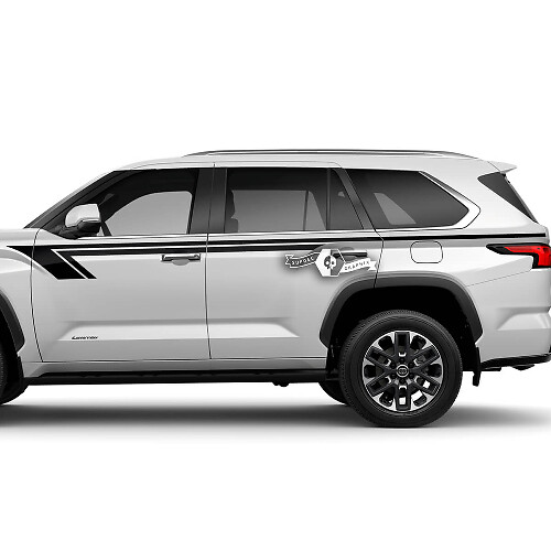 Par de pegatinas de vinilo para guardabarros trasero de puertas Toyota Sequoia, gráficos a rayas, calcomanía compatible con Toyota Sequoia
