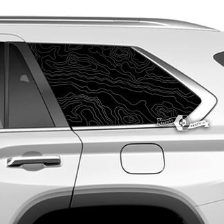 Par Toyota Sequoia ventana trasera mapa topográfico pegatinas de vinilo calcomanía compatible con Toyota Sequoia
