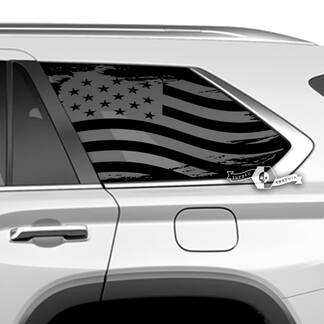 Par de pegatinas de vinilo destruidas con bandera de EE. UU. para ventana trasera de Toyota Sequoia, calcomanía compatible con Toyota Sequoia
