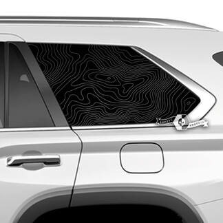 Par Toyota Sequoia ventana trasera mapa topográfico Topo vinilo pegatinas calcomanía ajuste Toyota Sequoia
