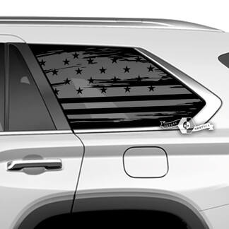 Par de pegatinas de vinilo para ventana trasera de Toyota Sequoia, bandera de EE. UU., envoltura destruida, compatible con Toyota Sequoia

