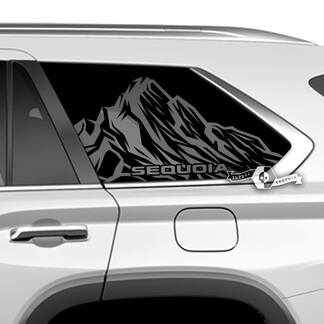 Par de pegatinas de vinilo con logotipo de montañas para ventana trasera de Toyota Sequoia, calcomanías compatibles con Toyota Sequoia
