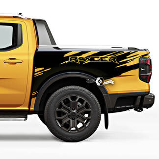 Par Ford Ranger Raptor destruido Splash Mud Logo puertas cama lado camión calcomanías de vinilo
