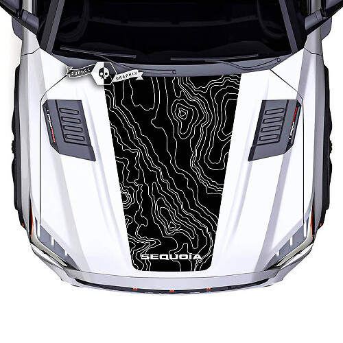 Vinilo Adhesivo de Capó con Mapa Topográfico para Toyota Sequoia
