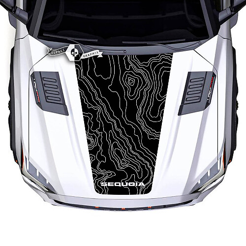 Calcomanías de vinilo con el logotipo del mapa topográfico del capó de Toyota Sequoia, adecuadas para Toyota Sequoia.
