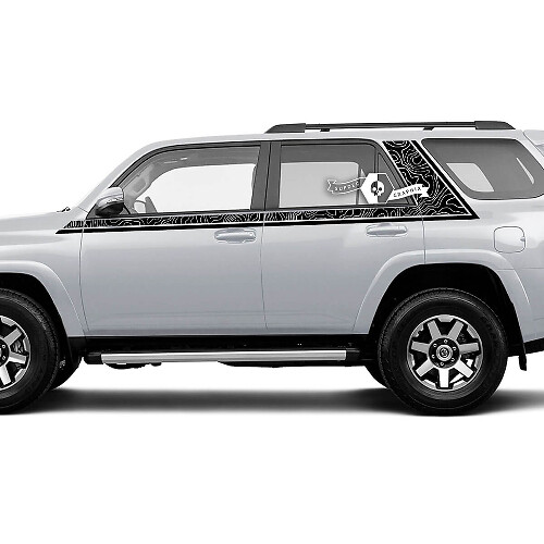 Líneas de Franjas en el Cuerpo Estilo Topográfico Calcomanía Vinil para Ventana Lateral para Toyota 4Runner 13-24 TRD Quinta generación