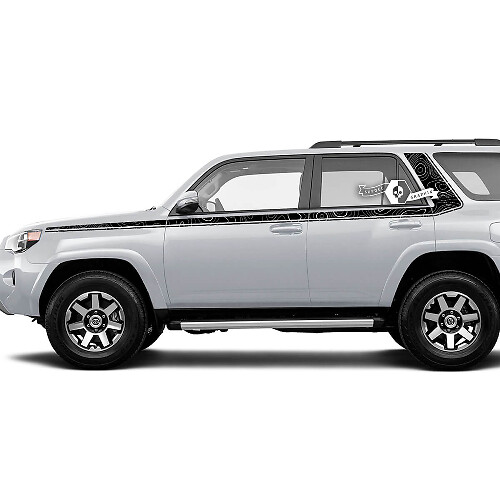 Calcomanía de Vinilo con Rayas Laterales Curvadas Estilo Topográfico para Toyota 4Runner Gen 5