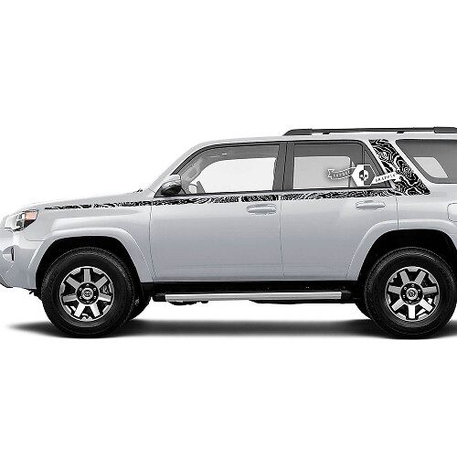 Calcomanía lateral de vinilo con líneas de estilo topográfico para Toyota 4Runner Gen 5