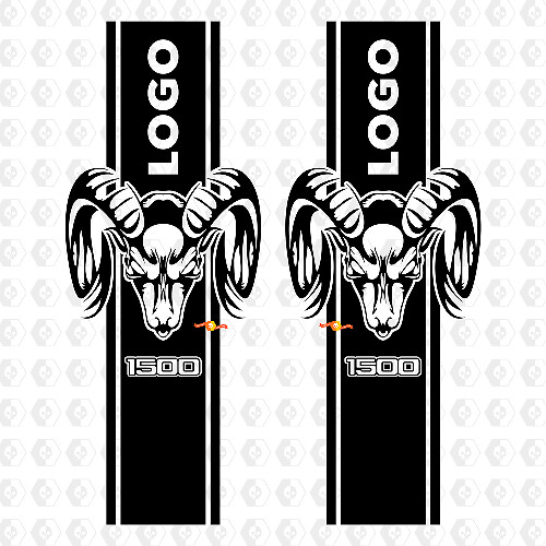 Calcomanía gráfica de logotipo de franja Dodge Ram 1500 para cama lateral trasera de camioneta vinilo de cama
