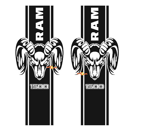 Calcomanía gráfica de logotipo de franja Dodge Ram 1500 para cama lateral trasera de camioneta vinilo de cama
