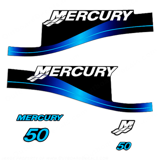 Kit de calcomanías Mercury 50HP de 2 tiempos - Calcomanía azul
