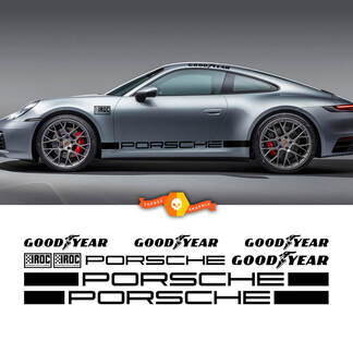 2 Porsche 911 Porsche Carrera IROC GoodYear Racing Rocker Panel Side Stripes Puertas Kits Calcomanía Pegatina
