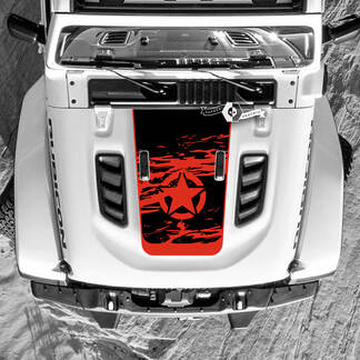 Jeep Wrangler Hood calcomanía estrella militar barro pintura deslumbrante pegatinas de vinilo destruidas camión 2 colores
