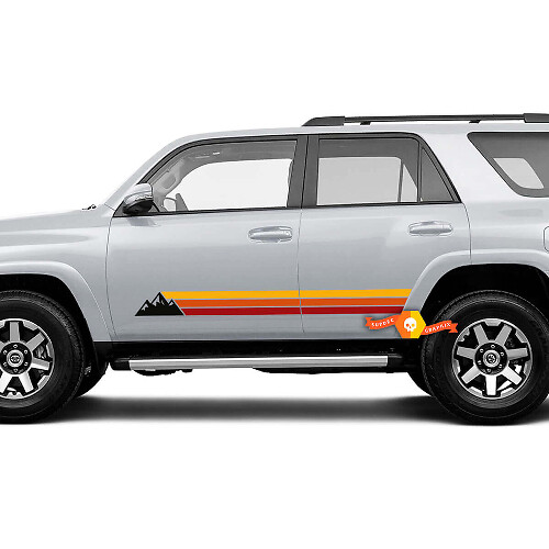 Calcomanía Vinilo de Rayas Estilo Retro de Montañas para Puertas de Toyota 4Runner