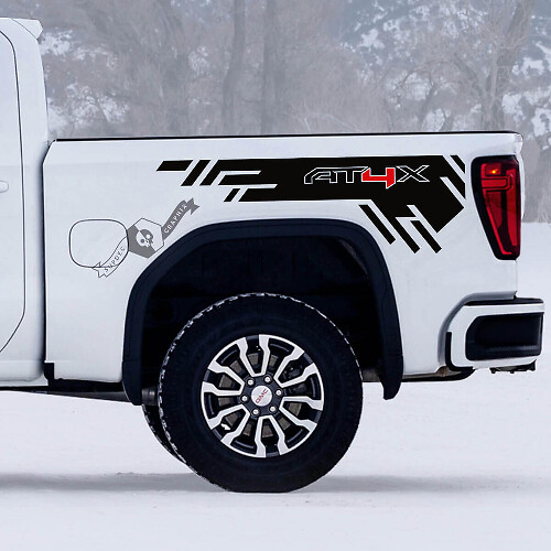 Juego de Calcomanías de Vinilo para Lados de Cama Off-Road AT4X para GMC Sierra 1500