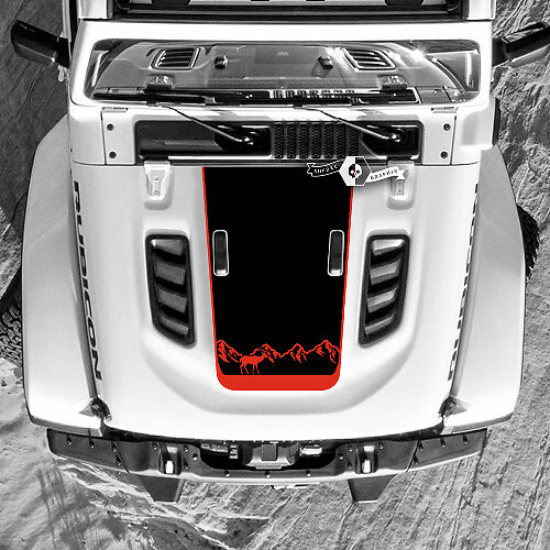 Jeep Wrangler Hood montañas bosque ciervos vinilo calcomanías pegatinas 2 colores
