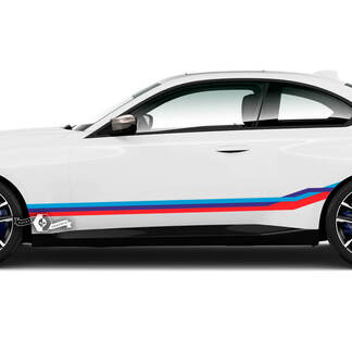 Par BMW M2 M240 G42 F22 F87 M Performance Rocker Panel Rayas laterales Puertas Raya M Vinilo Calcomanía Etiqueta M Colores

