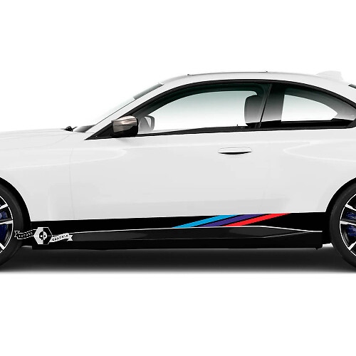 Par BMW M2 M240 G42 F22 F87 M Performance Rocker Panel Side Stripes Doors Stripe Vinilo Calcomanía Etiqueta
