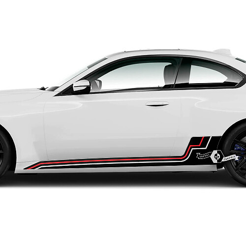 Par BMW M2 M240 G42 F22 F87 M Panel basculante de rendimiento Rayas laterales Puertas de línea de ascenso Raya M Etiqueta de vinilo 2 colores
