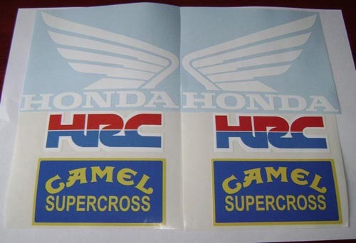 Juego de calcomanías de vinilo para motocicleta Honda HRC Camel Supercross Blanco