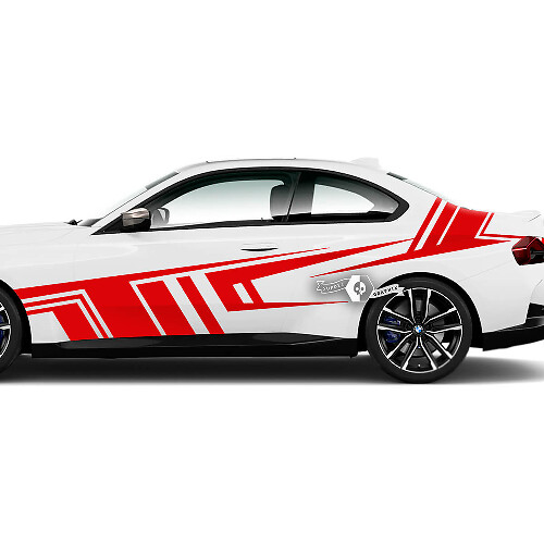 Par BMW M2 M240 G42 F22 F87 M Performance Wrap Splash Side Fender Puertas Líneas Geometría Vinilo Calcomanía Etiqueta
