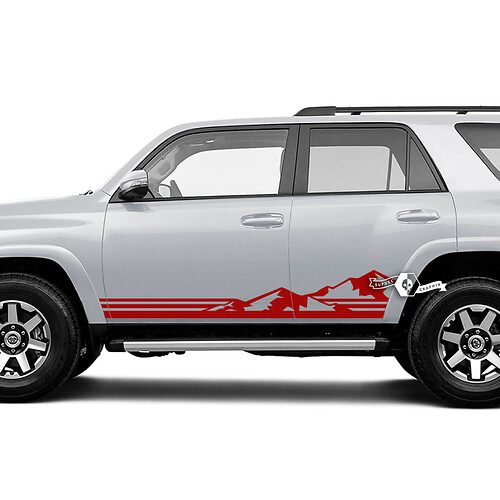 Calcomanía de vinilo lateral con rayas y picos de montaña para Toyota 4Runner