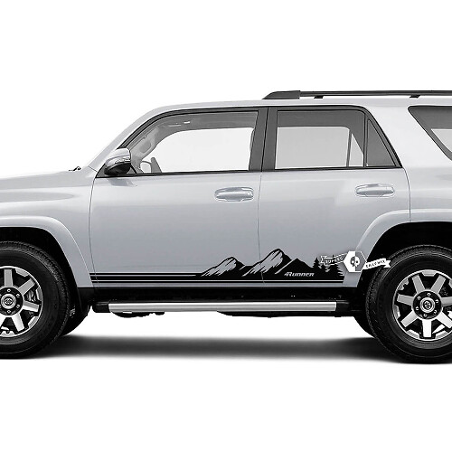 Par 4Runner puerta lateral vinilo montañas bosque Rocker Panel líneas rayas vinilo calcomanías pegatinas se adapta a Toyota 4Runner TRD
