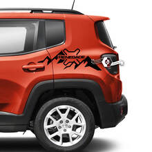Par de calcomanías de vinilo gráficas con el logotipo de Jeep Renegade Side Fender Mountains
 2