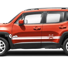 Par de calcomanías de vinilo gráficas con logotipo a rayas para puertas laterales de Jeep Renegade
 2
