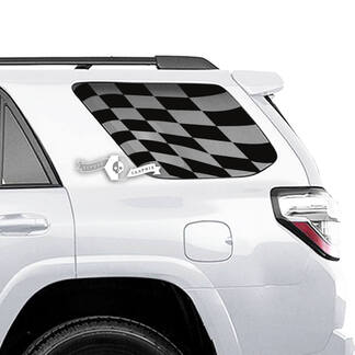 Par de pegatinas de vinilo laterales para ventana con bandera de tablero de ajedrez 4Runner para Toyota 4Runner

