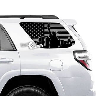 Par de pegatinas de vinilo laterales de la Estatua de la Libertad de la ventana de la bandera de EE. UU. de 4Runner para Toyota 4Runner
