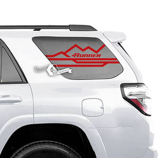Par de pegatinas de vinilo laterales con logotipo de línea de montañas para ventana 4Runner para Toyota 4Runner
