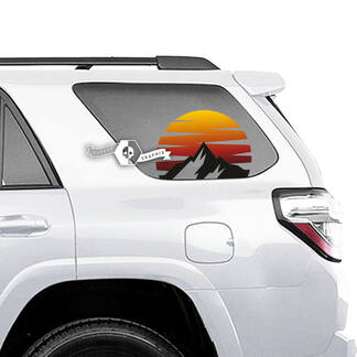 Par de pegatinas de vinilo laterales retro 4Runner Window Mountains SunSet para Toyota 4Runner - de colores
