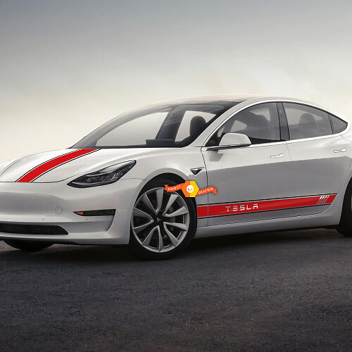 Kit de adhesivos de vinilo con franjas laterales y en el capó estilo racing para Tesla