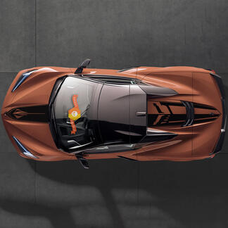 El kit se adapta a la cubierta de la escotilla del motor trasero del capó Chevrolet C8 Corvette Stingray Z06 C8R Jake Logo calcomanías de rayas de vinilo
