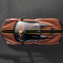 El kit se adapta a la cubierta de la escotilla del motor trasero del capó del techo Chevrolet C8 Corvette Stingray Z06 C8R Trim Rally Racing pegatinas de rayas de vinilo calcomanías de 2 colores
 2