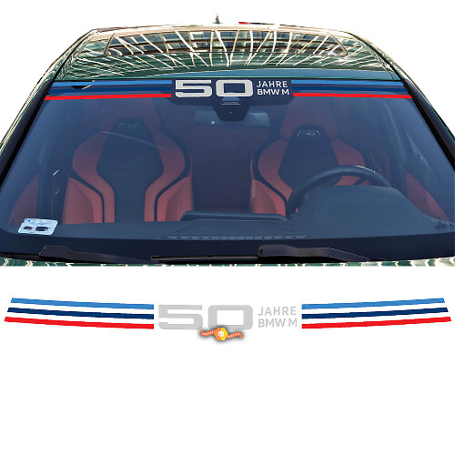Calcomanía de vinilo con franjas para parabrisas estilo BMW M 50 años para BMW Serie G