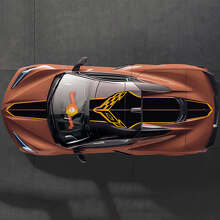 Kit de Vinilo Adhesivo con Rayas de Carreras y Banderas Cruzadas para la Parte Superior Lateral del Chevrolet Corvette C8_2