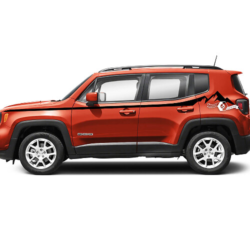 Par Jeep Renegade Fender Mountain Doors pegatina de vinilo gráfica con rayas laterales traseras
