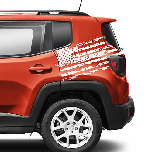 Par Jeep Renegade guardabarros trasero bandera de EE. UU. Destruido gráfico vinilo calcomanía pegatina mono degradado
