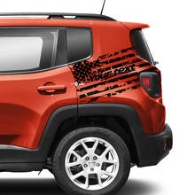 Par Jeep Renegade guardabarros trasero bandera de EE. UU. Destruido gráfico vinilo calcomanía pegatina mono degradado
 2