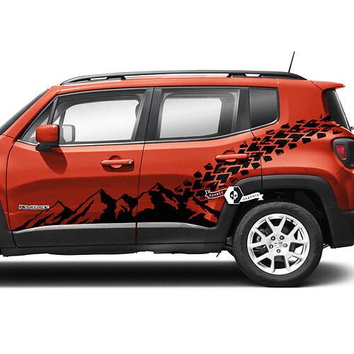 Par de Rayas Laterales de Montaña para Puertas de Jeep Renegade Vinilo Adhesivo Calcomanía para Moldura de Pista de Neumático en el Guardabarros Trasero
