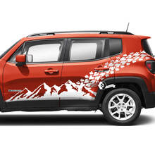 Par de Rayas Laterales de Montaña para Puertas de Jeep Renegade Vinilo Adhesivo Calcomanía para Moldura de Pista de Neumático en el Guardabarros Trasero
 2