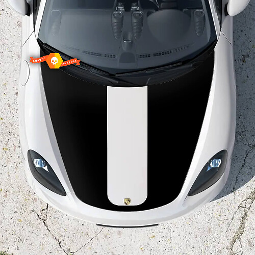 Pegatina Porsche Boxster 718 con rayas en el capó
