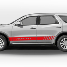 Franjas de competición con calcomanía lateral de vinilo con texto personalizado para Dodge Durango_3