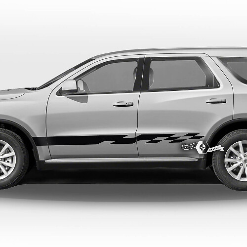 Par de pegatinas de vinilo con diseño de rayas y bandera de tablero de ajedrez para puertas laterales de Dodge Durango
