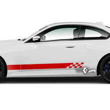 Par BMW M2 M240 G42 F22 F87 M Performance Checkerboard Flag Side Stripe Doors Stripe Vinilo calcomanía pegatina
 3