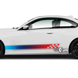 Par BMW M2 M240 G42 F22 F87 M Performance Trim Checkerboard Flag Side Stripe Doors Stripe Vinilo Calcomanía - Color
