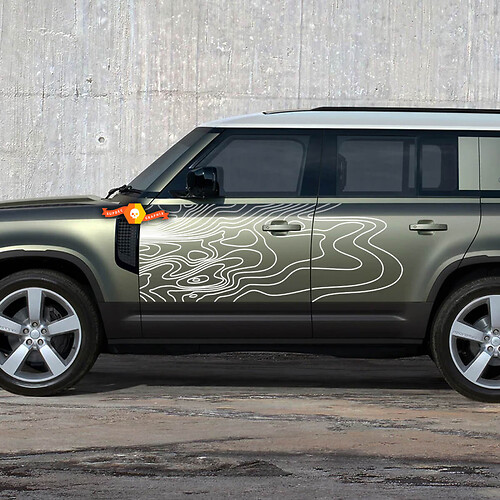 Puertas de las puertas de la calcomanía del mapa topográfico para Land Rover Defender 110 Vinyl Sticker
